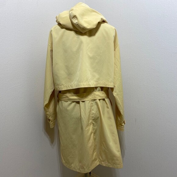 Woman's Size Large L.L. Bean Yellow Rain Trench Coat with Hood - Picture 4 of 10